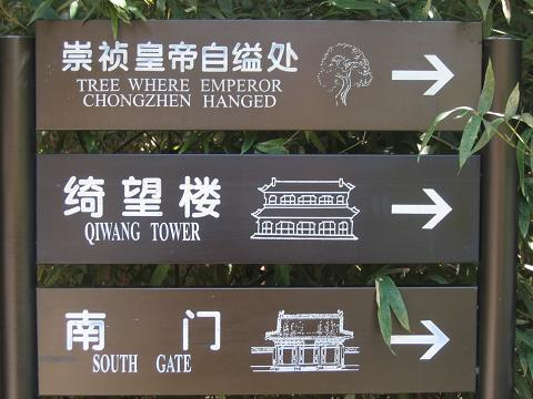北京景山公园崇祯皇帝上吊的地方，歪脖树很茂盛